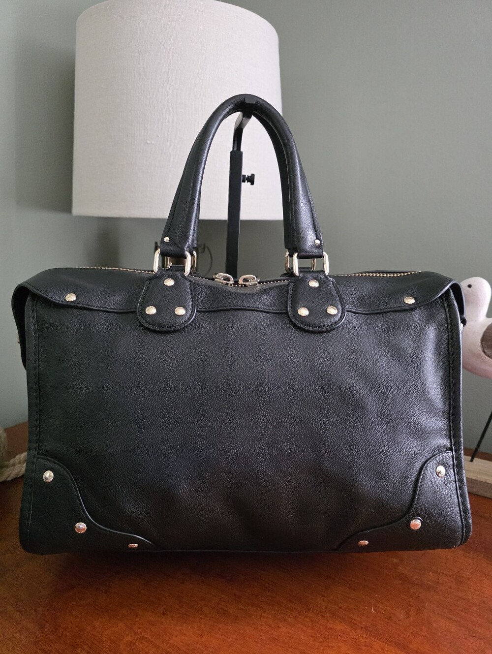 Coach F33689 Rhyder Black Leather Satchel Doctor Bag Crossbody Y2K - Picture 4 of 16